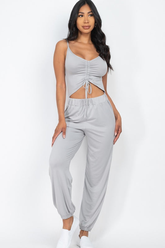 Front Ruched With Adjustable String Cami Casual/summer Jumpsuit - BossBabe401