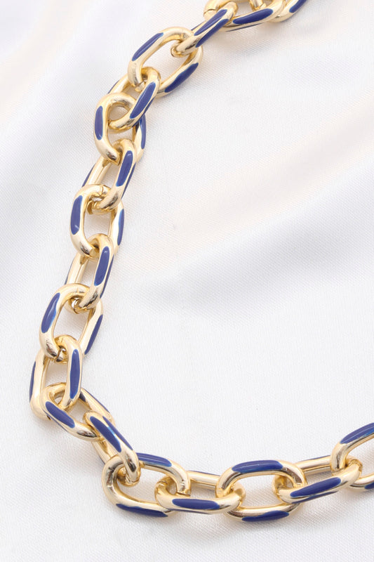 Color Metal Oval Link Necklace - BossBabe401