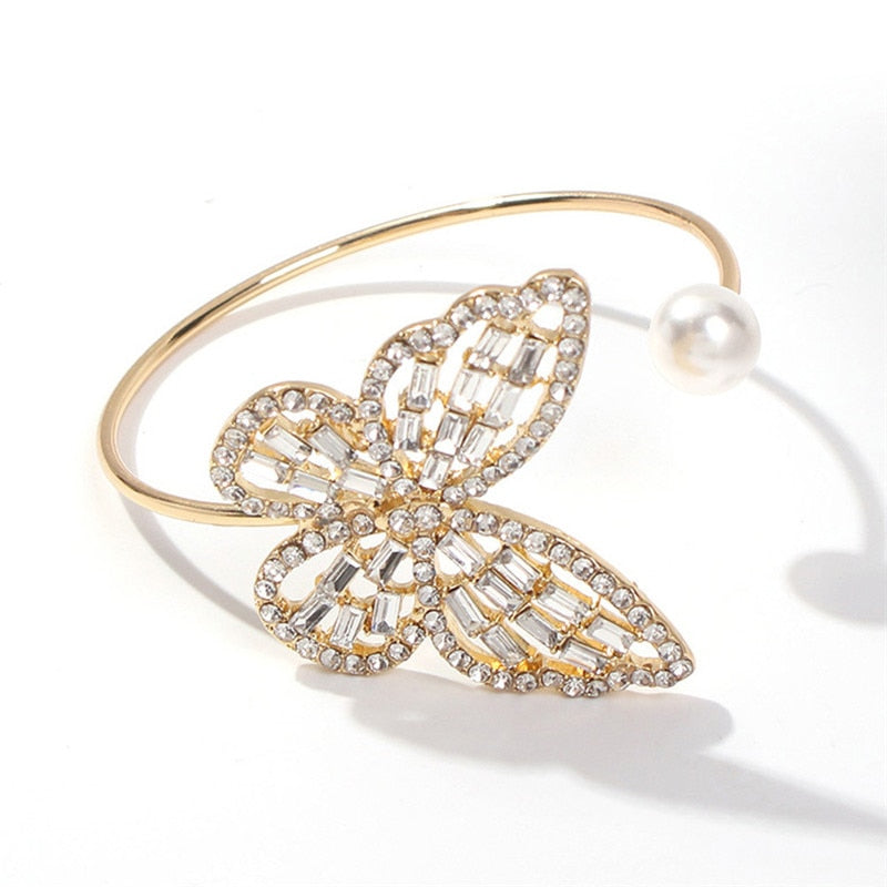 Fashion Rhinestone Big Butterfly Cuff Bracelet - BossBabe401