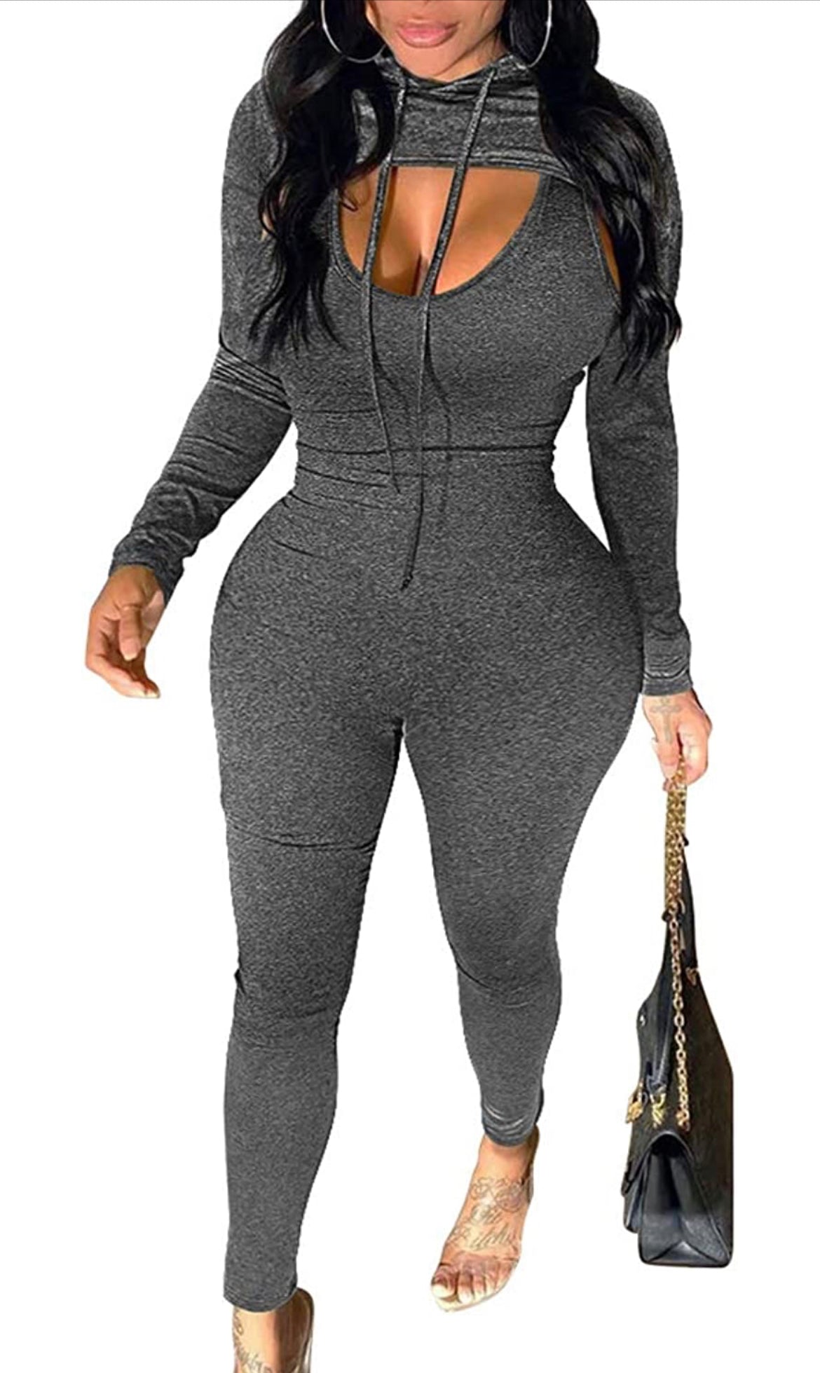 Sexy Two Piece Jumpsuit Hooded Crop Top - BossBabe401