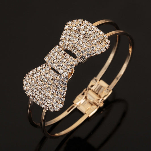 Fashion Gold Silver Color Rhinestone Cuff Bracelets - BossBabe401